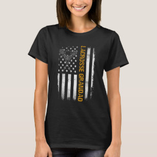 Herren Vintage Lacrosse Opa Lax Opa USA-Flagge T-Shirt