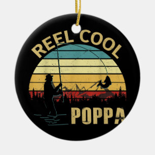 Herren Vintage Reel Cool Poppa Fisch Angeln Vatert Keramik Ornament