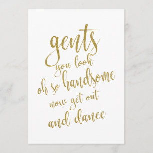 Herren WC Gold Günstiges Hochzeitsschild Einladung