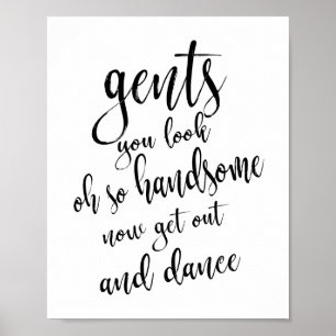 Herren-WC Schwarz-Weiß 8x10 Hochzeitsschild Poster