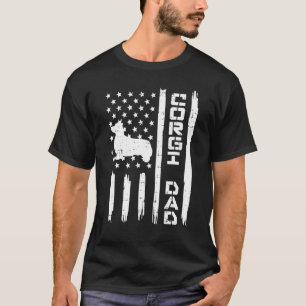 Herren Welsh Corgi Vater US-Flagge Patriotischer H T-Shirt