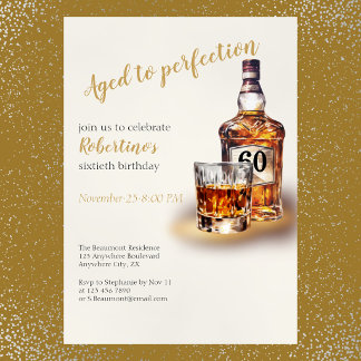 Herren Whiskey Aged to Perfection 60. Geburtstag Einladung