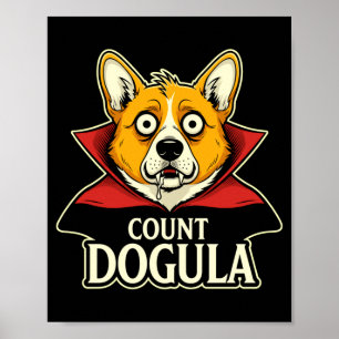 Herren zählen Dogula lustige gruselige Hund Thema Poster