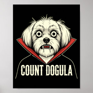 Herren zählen Dogula lustige gruselige Hundeparty Poster