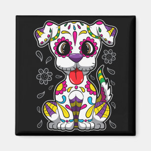 Herren Zucker Schädel Welpe - Día De Muertos Hund  Magnet