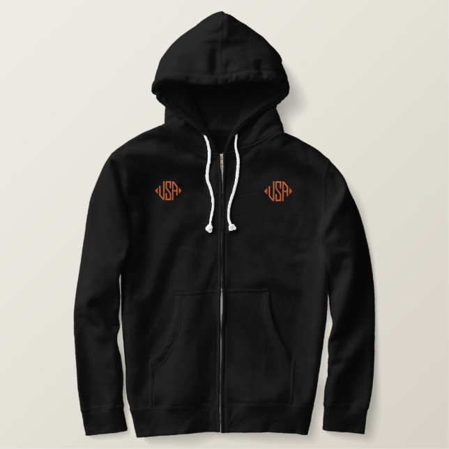Herrenbesticktes Basic Zip Hoodie Bestickter Hoodie (Design vorne)