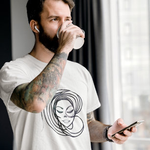 Herrenfrische Abstrakte Linie Art Siren Haarschwan T-Shirt