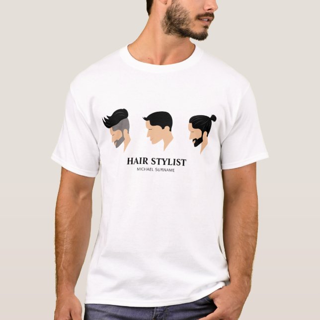Herrenfrisur-Illustration Barberhaar-Stylistin T-Shirt (Vorderseite)