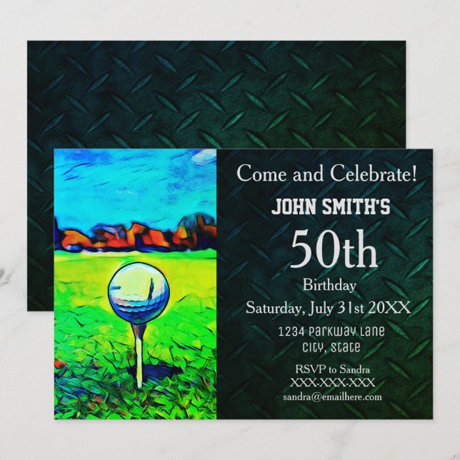 Herrengewohntes Golfing Birthday Sports Hobby Einladung (Vorne/Hinten)