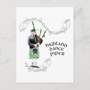 Herrentaschenpfeifer in grüner Kilt Postkarte