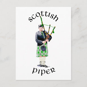 Herrentaschenpfeifer in grüner Kilt Postkarte