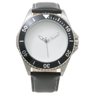 Herrenuhr aus Edelstahl mit schwarzem Lederarmband Armbanduhr