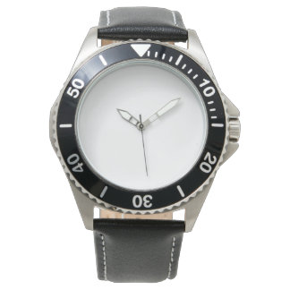 Herrenuhr aus Edelstahl mit schwarzem Lederarmband Armbanduhr