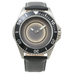 Herrenuhr aus Edelstahl mit schwarzem Lederarmband Armbanduhr