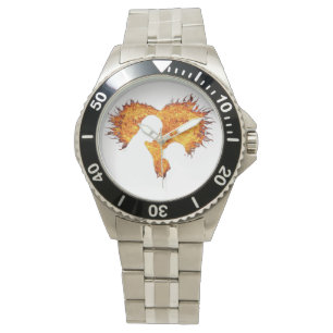 Herrenuhr mit Herzflamme Armbanduhr