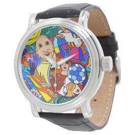 Herrenuhr mit Lederarmband schwarz Armbanduhr