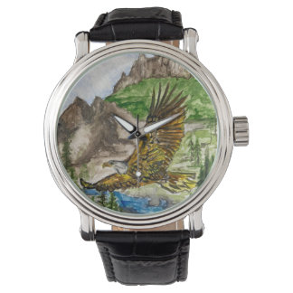 Herrenuhr mit originalem Adler-Kunstwerk Armbanduhr