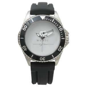 Herrenuhr mit Schutz, Einstellrädchen und schwarze Armbanduhr