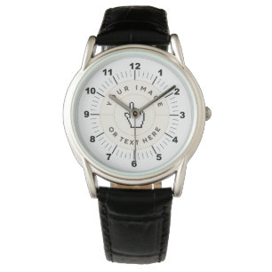 Herrenuhr mit Schutz, Einstellrädchen und schwarze Armbanduhr