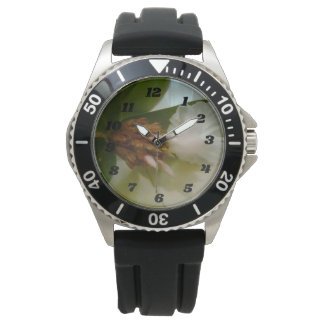 Herrenuhr mit Schutz, Einstellrädchen und schwarze Armbanduhr