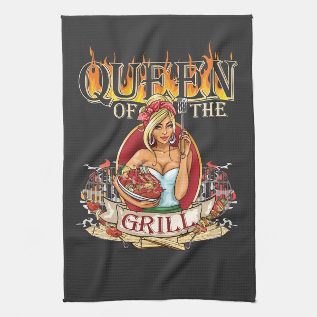 Herrin des Grills für Frauen, die Liebe zum Grille Geschirrtuch (Vertikal)