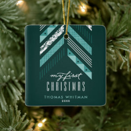 Herringbone Band 1. Weihnachtsdekoration - Aquamar Keramikornament
