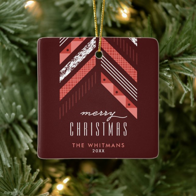 Herringbone Band Christmas Ornament - Rot (Baum)
