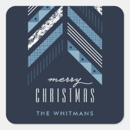 Herringbone Band Holiday Sticker - Denim