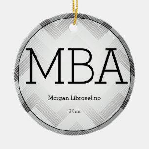 Herringbone Black Gray MBA Abschluss Name Year Keramik Ornament