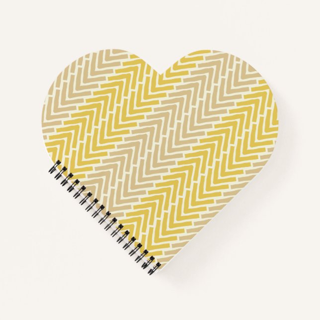 Herringbone Chic Yellow Brown Notizbuch (Vorderseite)