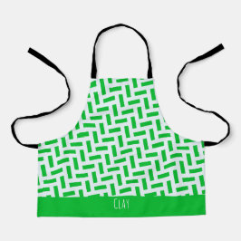 Herringbone Green White Minimal Muster Schürze