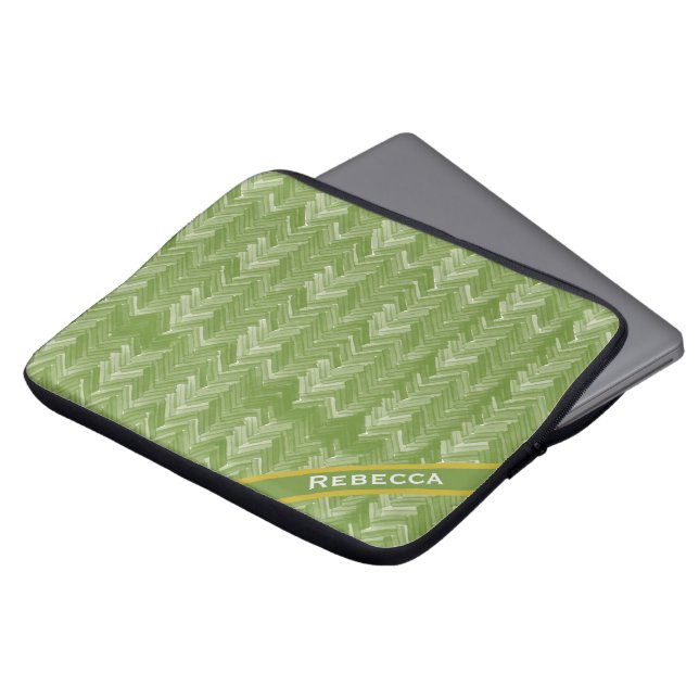 Herringbone-Muster für Forest Green Personal Laptopschutzhülle (Vorne Oben)