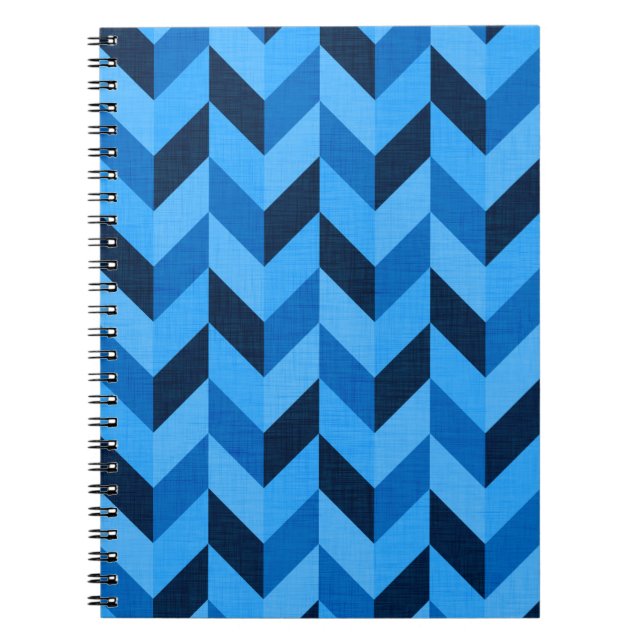 Herringbone-Muster in blau Notizblock (Vorderseite)