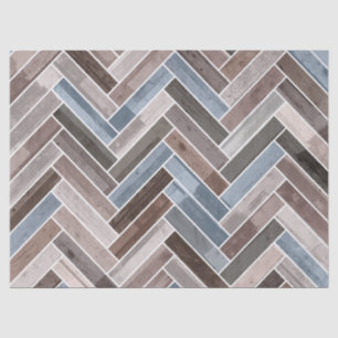 Herringbone-Muster in Blue Brown Grau Seidenpapier