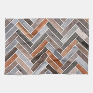 Herringbone-Muster in den Erdfelsenfarben Geschirrtuch