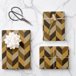 Herringbone-Muster in golden & braun Geschenkpapier Set