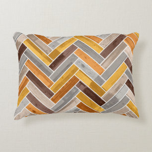 Herringbone-Muster in Orange Brown Gray Dekokissen