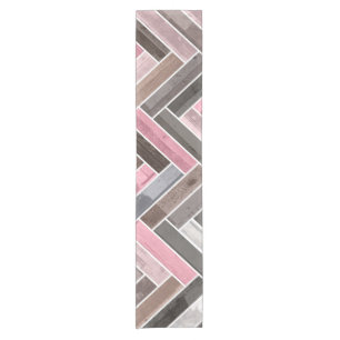 Herringbone-Muster in rosa Grau Kurzer Tischläufer