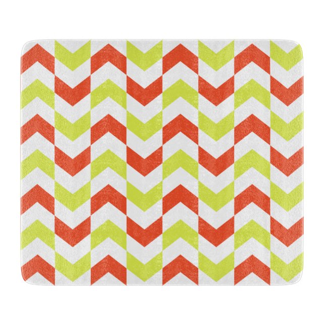 Herringbone Muster Red & Green Cutting Board Schneidebrett (Vorderseite)
