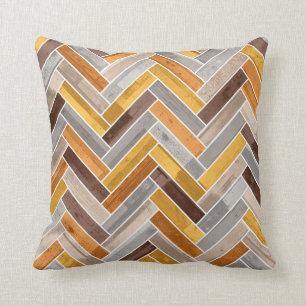 Herringbone Pattern in Orange Brown Grey Kissen