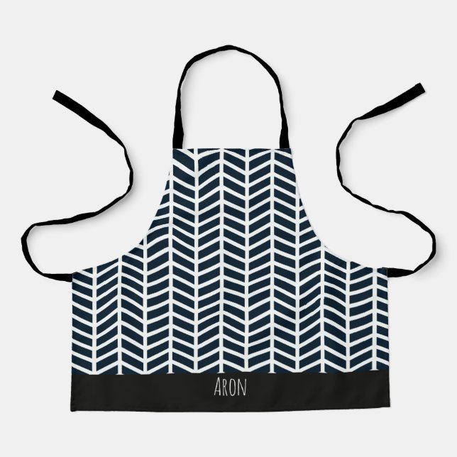Herringbone Schwarz-weißes Minimalmuster Schürze (Vorderseite)