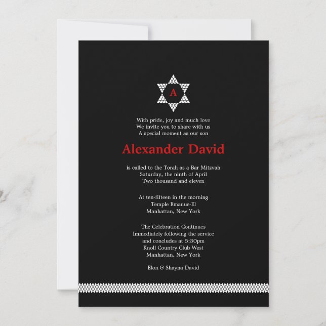 Herringbone Star Bar Mitzvah Invitation (Devant)