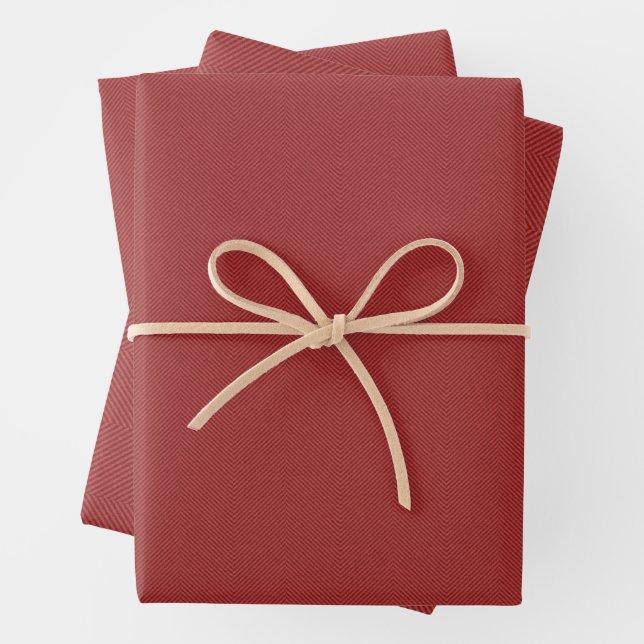 Herringbone tweed Effekt klassische rote Weihnacht Geschenkpapier Set (Beispiel)