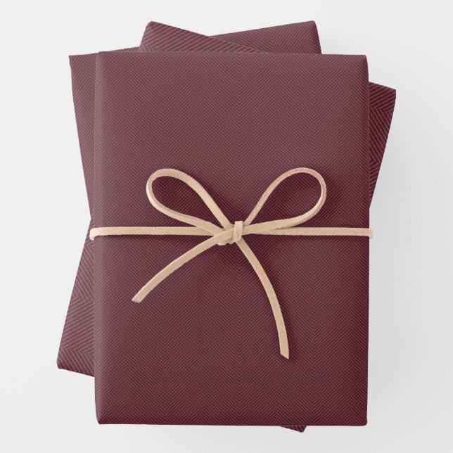 Herringbone Tweed klassische Maronröte Weihnachten Geschenkpapier Set (Beispiel)