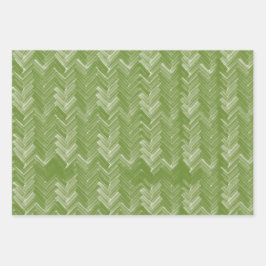 Herringbone Zickzack Muster Forest Green Geschenkpapier Set