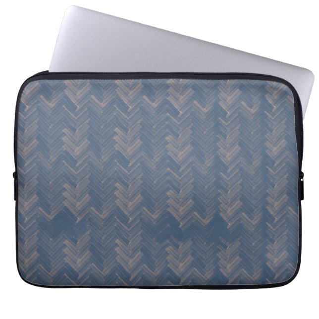 Herringbone Zickzack Muster Retro Blue Laptopschutzhülle (Vorderseite)