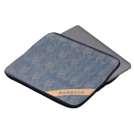 Herringbone Zickzack Muster Retro Blue Personal Laptopschutzhülle