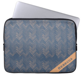 Herringbone Zickzack Muster Retro Blue Personal Laptopschutzhülle
