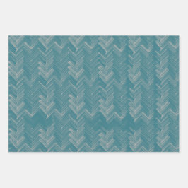 Herringbone Zickzack Muster Türkis Geschenkpapier Set