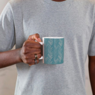 Herringbone Zickzack Muster Türkis Kaffeetasse